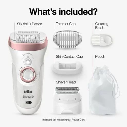 Braun Silk-Ãpil 9 9-720 Epilator for Women for Long-Lasting Hair Removal, White/Bronze